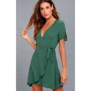 Lulu's Emerald Green My Philosophy Wrap Dress